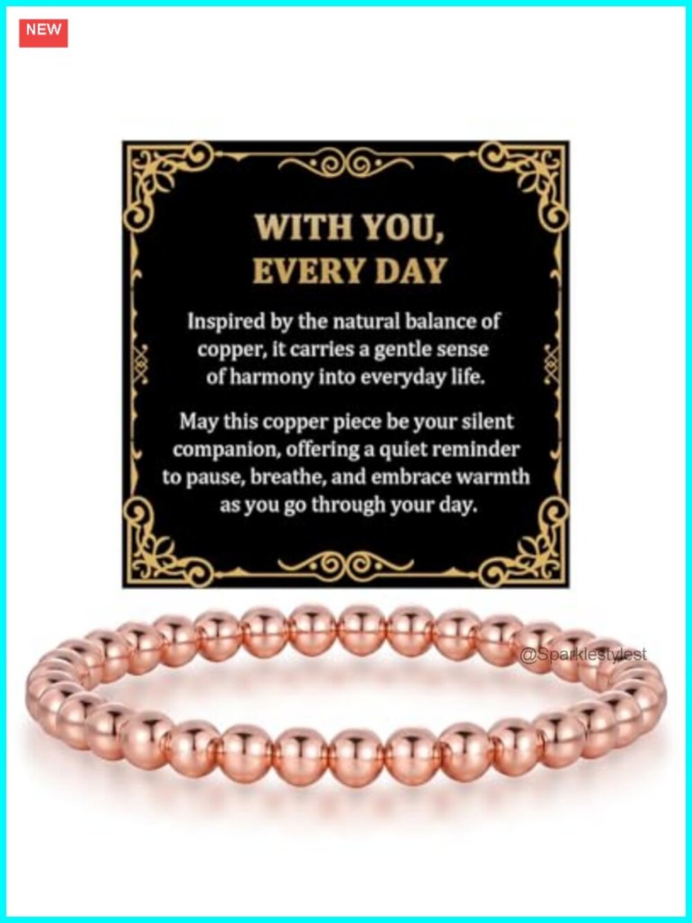 Pure Copper Beaded Stretch Bracelet Minimalist Unisex Gift